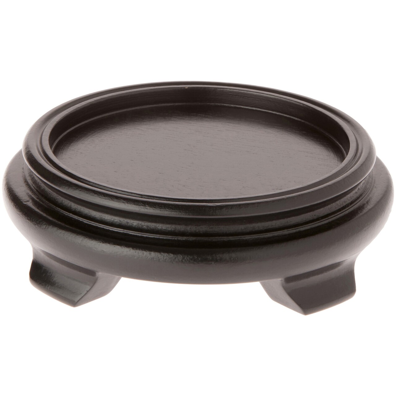 Plymor Black Round Wood Veneer Footed Display Base, 5.5" W x 5.5" D x 1.375" H (4" Display Diameter)